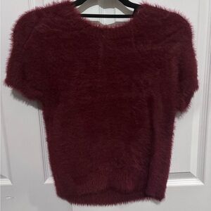 a new day Burgundy Faux Fur Crop Top